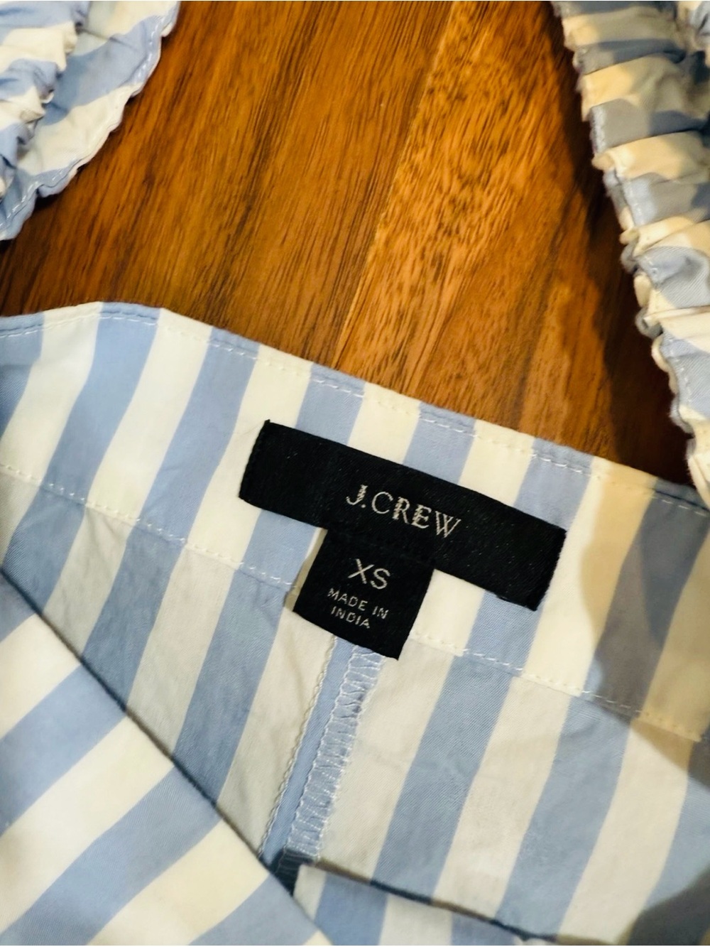 J. CREW Women Dress Square Neck Blue White Stripe Puff Sleeve  - Size XS - Picture 5 of 7